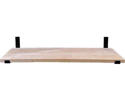 GoudmetHout Massief Eiken Wandplank - 40x40 cm - Industriële Plankdragers L-vorm Up - Staal - Mat Zwart - Wandplank hout