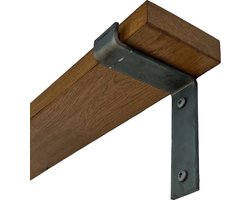 GoudmetHout Massief Eiken Wandplank - 50x10 cm - Donker eiken - Industriële plankdragers L-vorm zonder coating - Staal - Wandplank hout