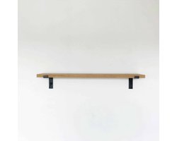 GoudmetHout Massief Eiken Wandplank - 50x20 cm - Industriële Plankdragers L-vorm - Staal - Zonder Coating