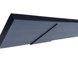 GoudmetHout - Massief Eiken Wandplank - 80x15 cm - Zwart Eiken - Plankdrager driehoekvorm Mat Zwart - Boekenplank - Muurplank