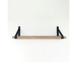 GoudmetHout Massief Eiken Wandplank - 80x25 cm - Industriële Plankdragers - Staal - Zonder Coating