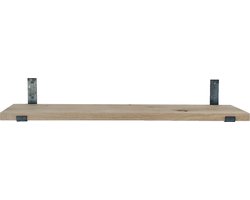 GoudmetHout Massief Eiken Wandplank - Wandrek - 80x20 cm - Industriële Plankdragers L-vorm Up - Staal - Zonder Coating