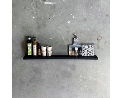 GoudmetHout - Zwevende wandplank - Blinde montage - eiken - 140 x 10 cm - zwart eiken - zwevende boekenplank - Incl. bevestiging