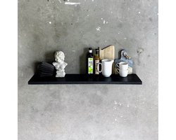 GoudmetHout - Zwevende wandplank - Blinde montage - eiken - 220 x 20 cm - zwart eiken - zwevende boekenplank - Incl. bevestiging