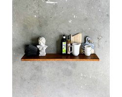 GoudmetHout - Zwevende wandplank - Blinde montage - eiken - 60 x 30 cm - donker eiken - zwevende boekenplank - Incl. bevestiging