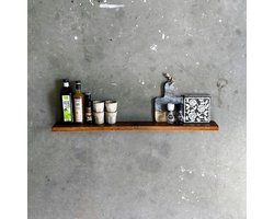 GoudmetHout® Zwevende Wandplank Industrieel - 120 x 10 cm Muurplank - Donker Eiken Hout - Decoratie Wandrek & Boekenrek - Hangplank Keuken - Floating Wall Shelf met Blinde Montage