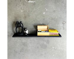 GoudmetHout® Zwevende Wandplank Industrieel - 120 x 15 cm Muurplank - Zwart Eiken Hout - Decoratie Wandrek & Boekenrek - Hangplank Keuken - Floating Wall Shelf met Blinde Montage