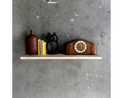 GoudmetHout® Zwevende Wandplank Industrieel - 120 x 25 cm Muurplank - Licht Eiken Hout - Decoratie Wandrek & Boekenrek - Hangplank Keuken - Floating Wall Shelf met Blinde Montage