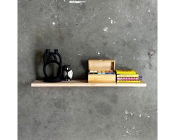 GoudmetHout® Zwevende Wandplank Industrieel - 180 x 15 cm Muurplank - Licht Eiken Hout - Decoratie Wandrek & Boekenrek - Hangplank Keuken - Floating Wall Shelf met Blinde Montage