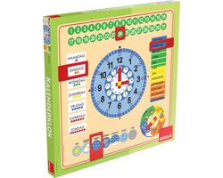 Goula Houten Kalenderklok - Leerklok