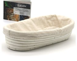 GOURMEO Rijsmand voor broodbakken - 29 x 14,5 cm voor ca. 500-700g deeg - Van natuurlijk materiaal - Rijsmandje ovaal met uitneembaar deegkleed