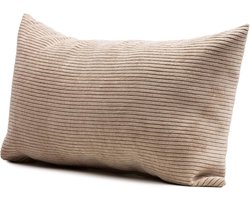 Gözze - Kussen Capri, decokussen in fijne cord-look, zacht sofakussen met vulling, 100% polyester, 30 x 50 cm - crème