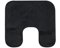 Gözze - Premium antislip badmat met uitsparing, RIO, 100% microvezel, ideaal als toiletbekleding voor staande toiletten, 50 x 45 cm - Zwart