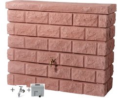 Graf regenton Rocky 400 L-steenrood-met kraantje-met vulautomaat voor rechthoekige regenpijp