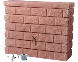 Graf regenton Rocky 400 L -steenrood - met kraantje - met vulautomaat voor ronde regenpijp