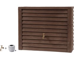 Graf regenton Woody Dark 350 L-met messing kraan-met vulautomaat voor ronde regenpijp