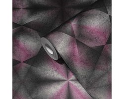 GRAFISCH 3D BEHANG | Caleidoscoopeffect - roodachtig paars zwart roze grijs - A.S. Création My Home My Spa