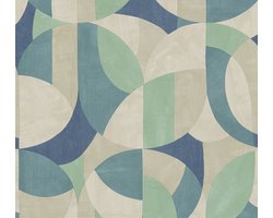 GRAFISCH BEHANG | Abstract - Crème Beige Blauw Groen - A.S. Création French Affair
