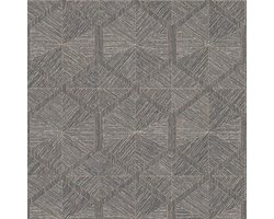 Grafisch behang Profhome 386902-GU vliesbehang hardvinyl warmdruk in reliëf gestructureerd met geometrische vormen glimmend bruin koper 5,33 m2