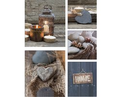 Graham & Brown - Home - Canvas set 5-delig - Blauw/bruin - 80x60 cm
