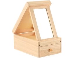 Graine Creative houten kaptafeltje spiegel lade 12x18x8,5 cm decoratie.