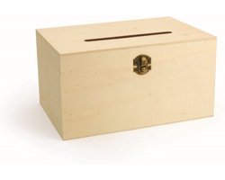 Graine Creative houten kist met gleuf decoratiebox 24x16x13 cm.