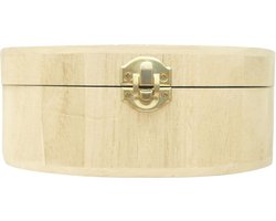 Graine Creative houten kist ovaal 17x12x7,3 cm decoratie box.