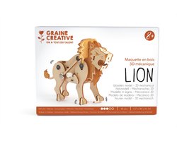 Graine Creative mechanisch houten leeuw 3D model bouwset speelgoed.