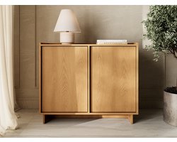 GrainGold – Dressoir Azumi – Karamel eiken - Met Deuren - Modern Scandinavisch Design - 98 cm