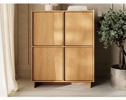 GrainGold – Dressoir Azumi – Karamel eiken - Met Deuren - Modern Scandinavisch Design - 98 cm