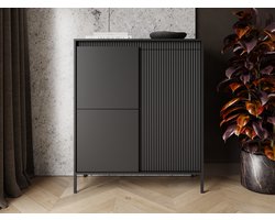 GrainGold – Dressoir Sorano – Mat zwart - Hoog - Met Deuren - 104 cm