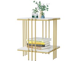 Gran Vida® - Bijzettafel met Marmeren Top & Gouden Poten - Luxueuze Uitstraling & Multifunctioneel Design