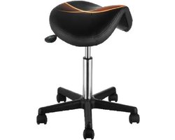 Gran Vida® - Ergonomische Zadelkruk op Wielen - Verstelbaar in Hoogte & Draaibaar - 180kg Draagvermogen - Duurzaam PU-leer - Zwart - 51 tot 71 cm Hoog