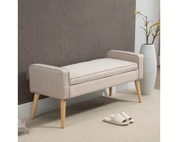 Gran Vida® - Gestoffeerde Bank Met Opbergruimte - Scandinavisch - Beige - 120x45x54 cm
