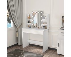 Gran Vida® - Kaptafel met Verstelbare LED-Lichten - Inclusief Spiegel - 86 x 39 x 125