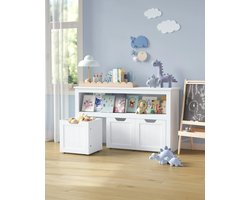 Gran Vida® - Opbergkast voor Kinderen - Met 3 Opbergbakken - Compact en Ruim - Wit - 102x30x60 cm