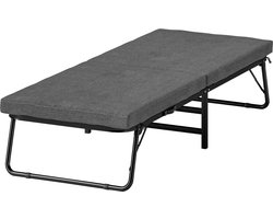 Gran Vida® - Opklapbaar Eenpersoonsbed - Opklapbaar - Comfortabel - 7 cm Dikke Matras - Verstelbare Rugleuning - Grijs - 180x70x38 cm