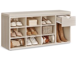 Gran Vida® - Schoenenbank - Met Opberglade - Comfortabel Zitkussen - Ruimtebesparend - 104 cm Breed - Hout
