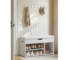 Gran Vida® - Schoenenbank - Opbergruimte - Zacht Kussen - Modern Design - 80x44x30 cm - Wit