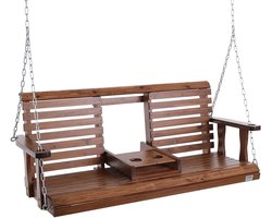 Gran Vida® - Schommelbank voor Buiten - Massief Hout - Verstelbare Rugleuning - Stalen Kettingen - 400 kg Draagvermogen