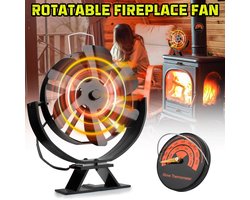 Gran Vida® - Ventilator voor Houtkachel - Inclusief Thermometer - Veilig en Stil - Energiebesparend - Eenvoudig te Gebruiken - Plat Model