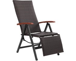 Gran VidaÂ® - Tuinstoel met Verstelbare Voetensteun - Inklapbaar - Verstelbare Rugleuning - Comfortabele Bekleding - Lounge - Bruin