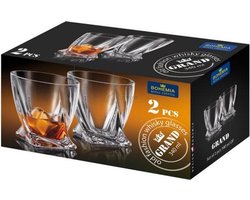 GRAND QUADRO kristallen whisky glazen - set 2 stuks