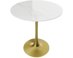 Grandiose 78 cm Hoge Ronde Keuken Eettafel - Gesinterde Stenen Top met Voetstuk Base - Bistro Tafel voor Vrije Tijd en Hoogte