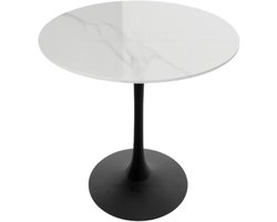Grandiose 78 cm Hoge Ronde Keuken Eettafel - Gesinterde Stenen Top met Voetstuk Base - Bistro Tafel voor Vrije Tijd en Hoogte