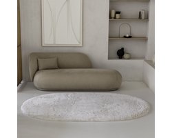 Grandstone Rabbit Fur Vloerkleed Ovaal - Ovaal Tapijt - 150 x 230 cm - Creme