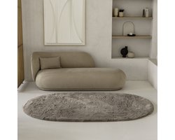 Grandstone Rabbit Fur Vloerkleed Ovaal - Ovaal Tapijt - 80 x 120 cm - Taupe