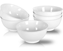 Granen-kommen 28oz/800ml Bone Porseleinen Soepkom Set van 6 - Witte Keramische Kom - Keukenkom voor Dessert Snack Rijst - Vaatwasser & Magnetron Veilig - Φ6 inch