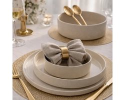 Graniet - serviesset - 25-delig - steengoed - beige - duurzaam, vaatwasserbestendig