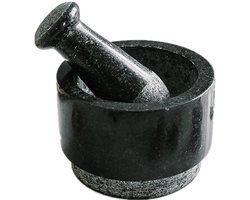 Granieten vijzel en stamperset, massief stenen molen, handmatige knoflookmolen, stamper, vijzel en stamperset, geweldig voor guacamole, keukengereedschap, zwart